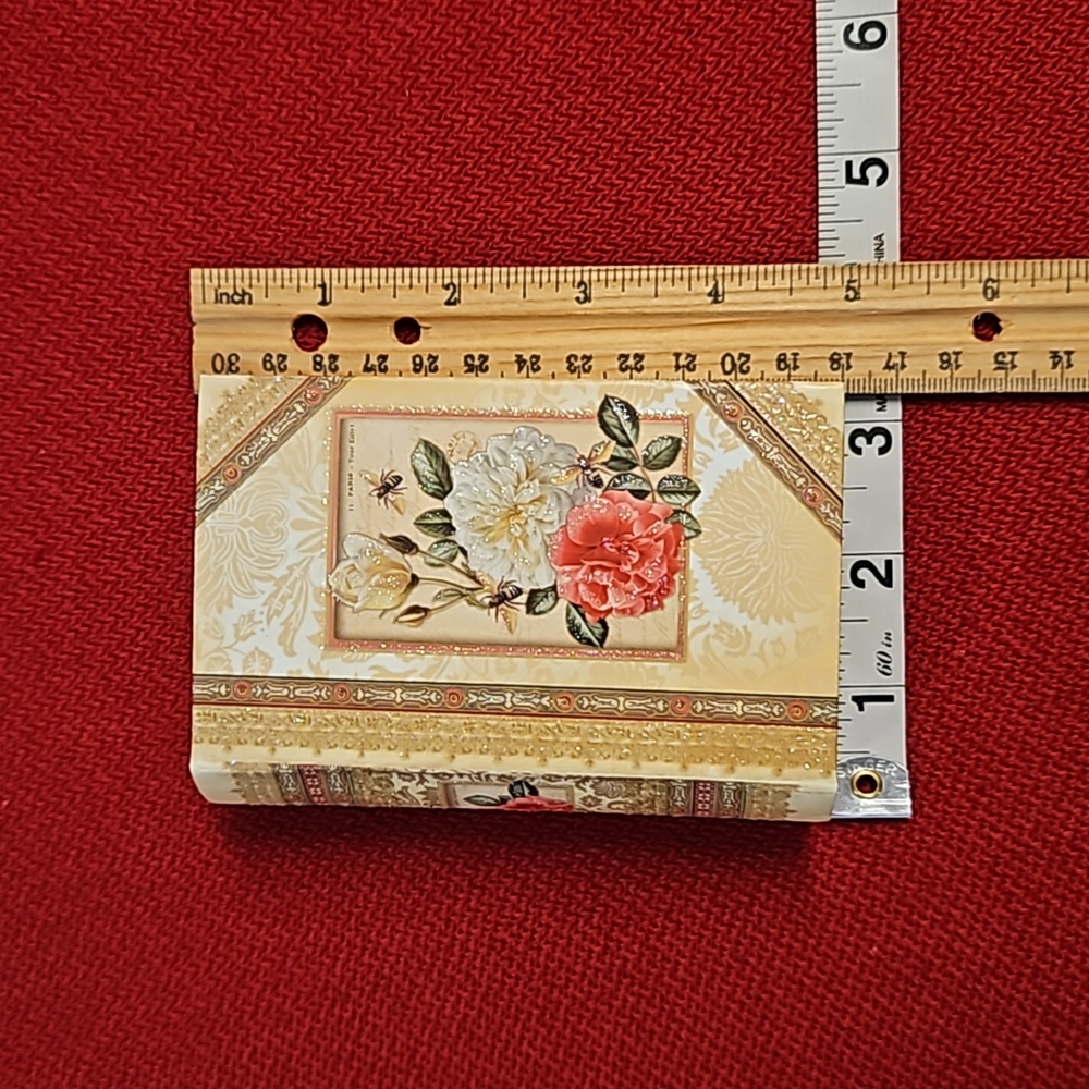 PUNCH STUDIO Rose soap faux vtg. book keepsake empty glittered magnetic Victoria - Picture 2 of 7
